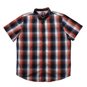 Route 66 Plaid Short Sleeve Button Down Shirt Mens XXLT Red Blue Plaid Cotton